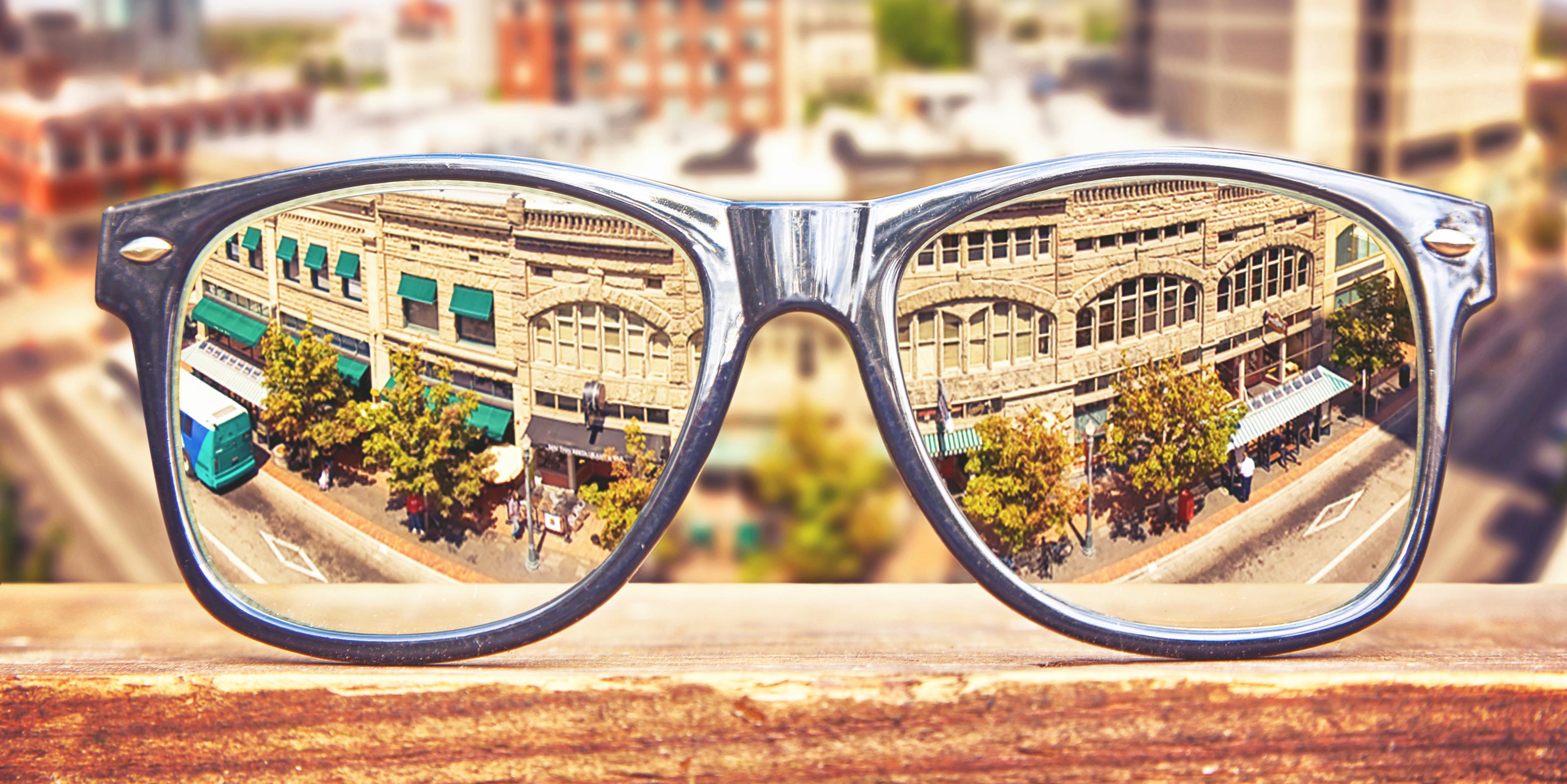 Glasses sitting on a ledge